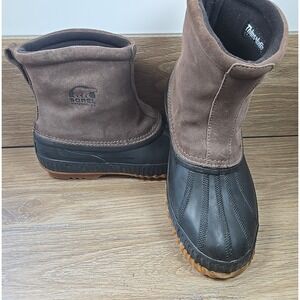 SOREL Cheyenne Brown Boots Suede Leather Waterproof Rubber Men's Size 9.5